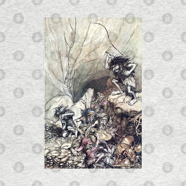 Alberich Drives the Nibelung - Arthur Rackham by forgottenbeauty